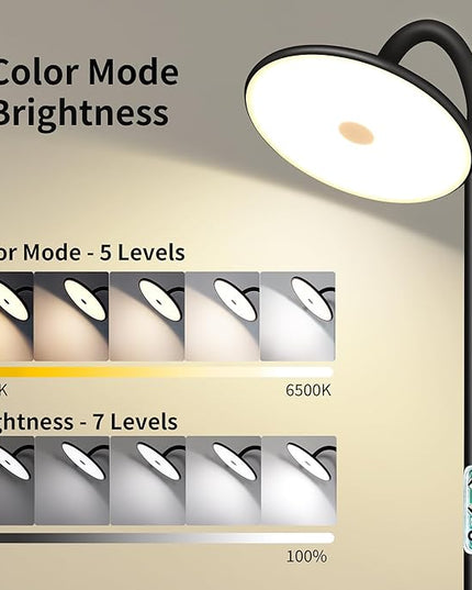 chiphy Floor Lamp, 60'' Bright Floor Lamp, 23W 2000LM Modern Floor Lamp, Dimmable 2300K-6500K Flexible Gooseneck with Remote Standing Lamp for Living Room Bedroom Office Reading Crafting Work Light - LeafyLoom