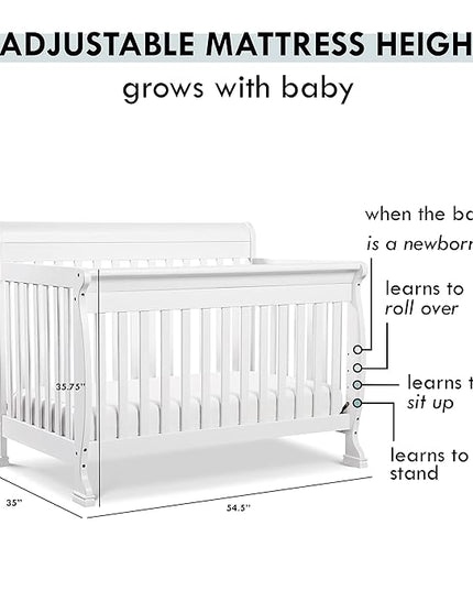 DaVinci Kalani 4-in-1 Convertible Crib in White, Greenguard Gold Certified - LeafyLoom