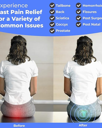 Donut Pillow, Tailbone Pain Relief, Hemorrhoid & Postpartum Cushion for Men and Women, Helps Ease Discomfort from Tailbone, Hemorrhoids, Pregnancy, Surgery (Up to 220 LBS) - LeafyLoom
