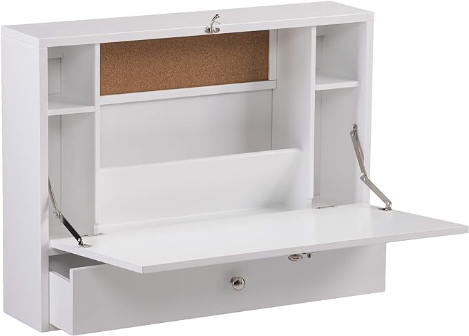 SEI Furniture Willingham Wall Mount Folding Desk, White - LeafyLoom