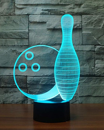 Creative Bowling Bottle 3D Night Light USB Powered Touch Switch Remote Control LED Decor Optical Illusion 3D Lamp 7/16 Colors Changing Children Kids Toy Christmas Xmas Brithday Gift - LeafyLoom