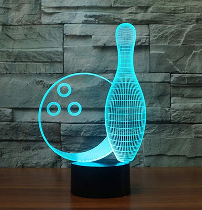 Creative Bowling Bottle 3D Night Light USB Powered Touch Switch Remote Control LED Decor Optical Illusion 3D Lamp 7/16 Colors Changing Children Kids Toy Christmas Xmas Brithday Gift - LeafyLoom