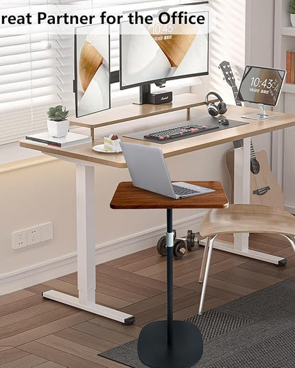 Portable Laptop Floor Stand, Bedside/Sofa Table with Height Adjustable 18''~47'', Stylish Movable Workstation Floor Standing Desk for Office, Meeting Room, living room Easy Assembly, Black - LeafyLoom