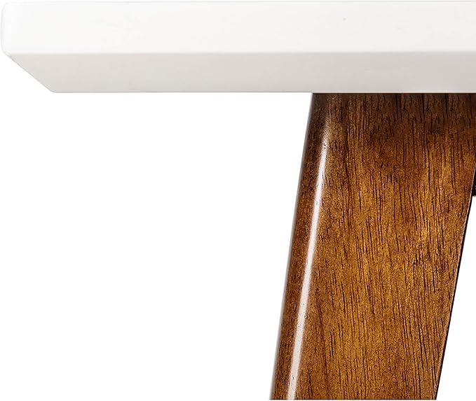 Madison Park Parker End Tables-Solid Wood, Two-Tone Finish with Lower Storage Shelf Modern Mid-Century Accent Living Room Furniture, Medium, Off-White/Pecan - LeafyLoom