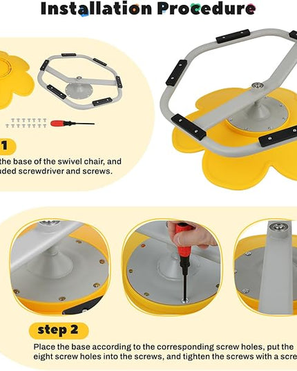 Sensory Toys Kids Swivel Chair, Autism Kids Swivel Chair, Petal Sit and Spin Seat Balance Chair Indoor for Child Age 3+, Regulating Toddler’s Body Balance, Metal Base Non-Slip Yellow - LeafyLoom