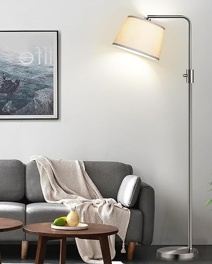 【Upgraded】 Dimmable 1000 Lumens LED Edison Bulb Included, Brushed Nickel Arc Floor Lamps Modern Standing Lamp Tall Lamps for Living Room Bedroom - LeafyLoom