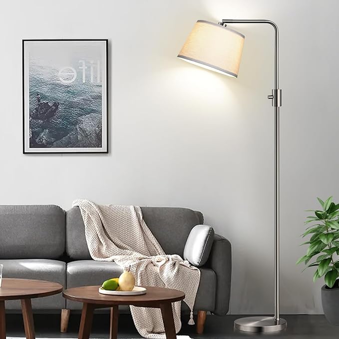 【Upgraded】 Dimmable 1000 Lumens LED Edison Bulb Included, Brushed Nickel Arc Floor Lamps Modern Standing Lamp Tall Lamps for Living Room Bedroom - LeafyLoom