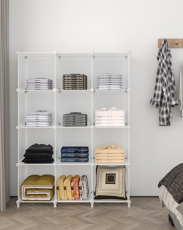 FUNLAX Cube Storage, 6 Storage Cubes Closet Organizers and Storage Portable Cube Storage Organizer Plastic Bookshelf Bookcase for Study Room, Bedroom, Office, White - LeafyLoom