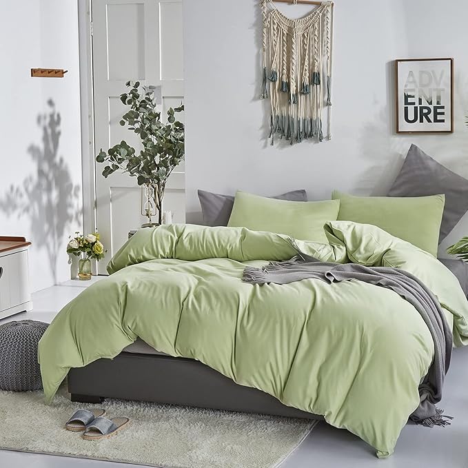 Light Green Comforter Set Cal King Solid Sage Green Bedding Set Lightweight Women Soft Light Mint Green Blanket 3 PCs Durable Comforter Set Cal King Men Breathable Sage Green Bed Comforter Set - LeafyLoom