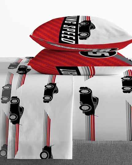 Jay Franco Disney Pixar Cars Race Ready 7 Piece Full Bed Set - includes Comforter & Sheet Set - Bedding Features Lightning McQueen - Super Soft Fade Resistant Microfiber - LeafyLoom