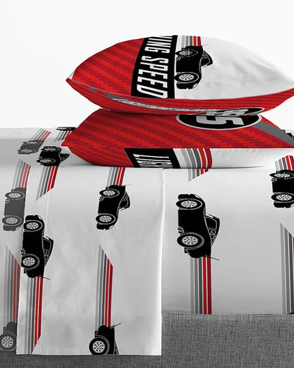 Jay Franco Disney Pixar Cars Race Ready 7 Piece Queen Bed Set - includes Comforter & Sheet Set - Bedding Features Lightning McQueen - Super Soft Fade Resistant Microfiber - LeafyLoom