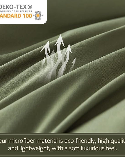 WhatsBedding Sage Green Comforter Set Queen Size, Lightweight All Season Soft Down Alternative Bed Comforter, 3 Pieces Bedding Set with 2 Pillowcases, Queen, 88"x90" - LeafyLoom