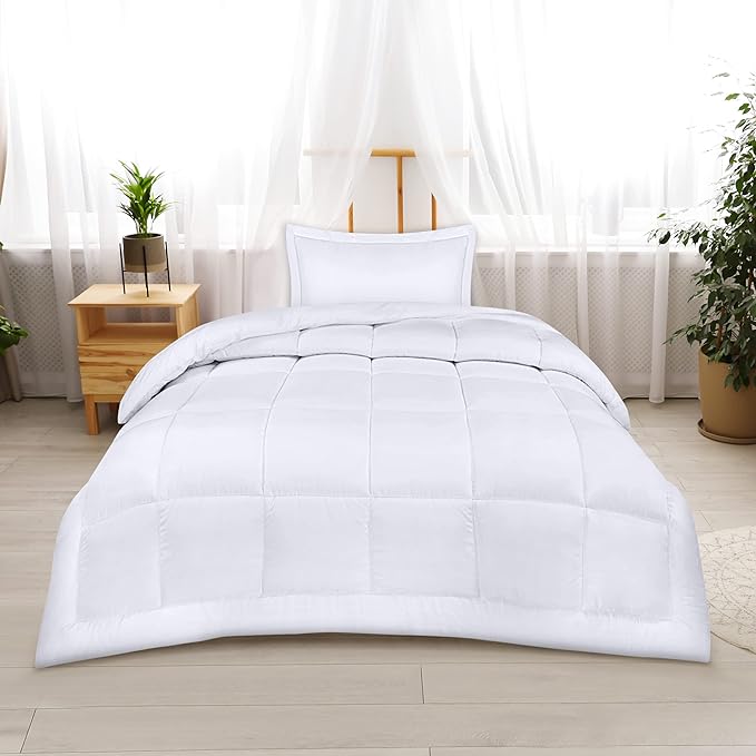 Utopia Bedding Twin Comforter Set Kids with 1 Pillow Sham, Bedding Comforter Sets, Down Alternative White Comforter, Soft and Comfortable, Machine Washable - LeafyLoom