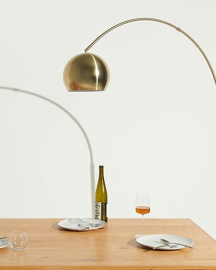 Brightech Olivia Floor Lamp, Arc Lamp for Living Rooms, Standing Lamp with LED Light Bulbs for Bedroom Reading, Great Living Room Décor, Tall Lamp for Offices – Brass/Gold - LeafyLoom