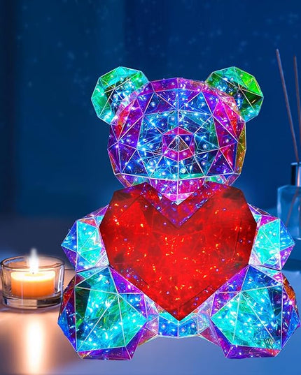 Teddy Bear Night Light, Teddy Bear Decor with Led Lights for Bedroom, Kids Room, Birthday, Graduation, Wedding, Fathers Day, for Mom, Women, Men - LeafyLoom