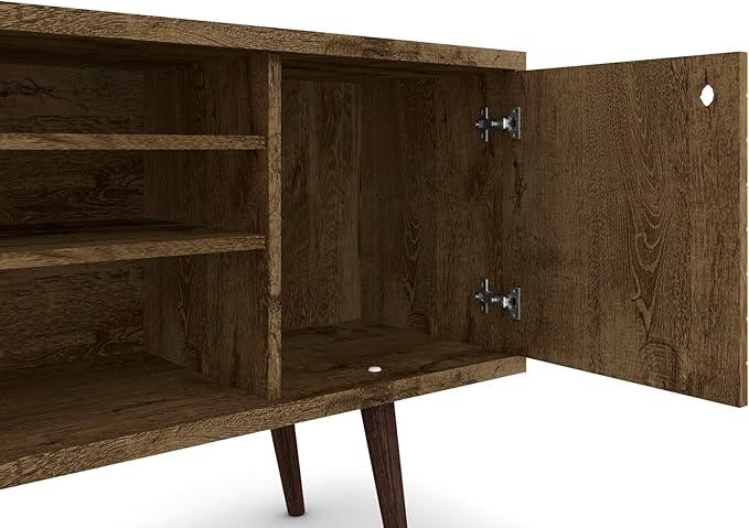 Manhattan Comfort Liberty Mid Century Modern TV Stand for Televisions up to 50 Inches, Bedroom and Living Room Entertainment Center with Storage, Shelves, and Cabinet, 53" Wide, Rustic Brown - LeafyLoom