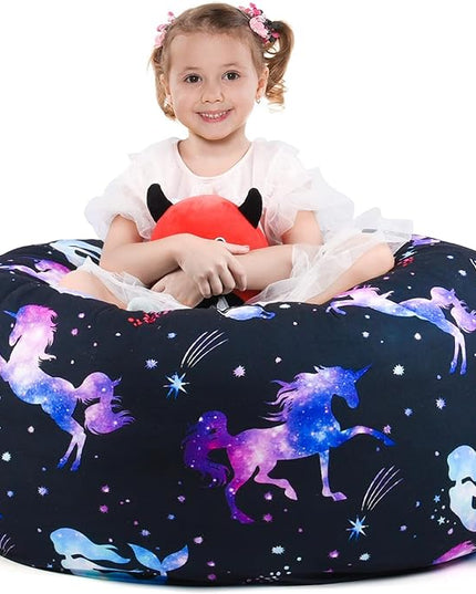 KABOER Bean Bag Cover for Kids,200L Stuffed Animal Storage Bean Bag Chair Cover |Stuffable Zipper Beanbag for Organizing Children Soft Plush Toys (32x29inch) - LeafyLoom