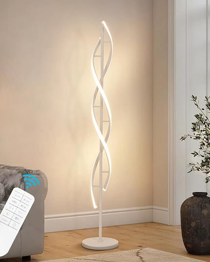 ADISUN 40W LED Floor Lamp Remote Control Dimmable Spiral Floor Lamp Indoor Lamp Floor Lamp for Living Rooms Family Rooms Bedrooms Offices Lighting (White) - LeafyLoom