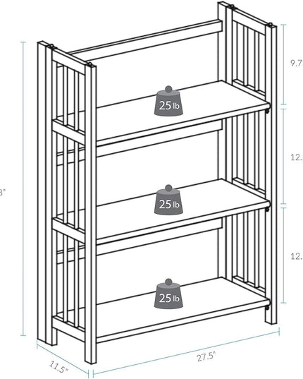 Casual Home 3-Shelf 27.5" Wide Folding Stackable Bookcase, White (New) - LeafyLoom
