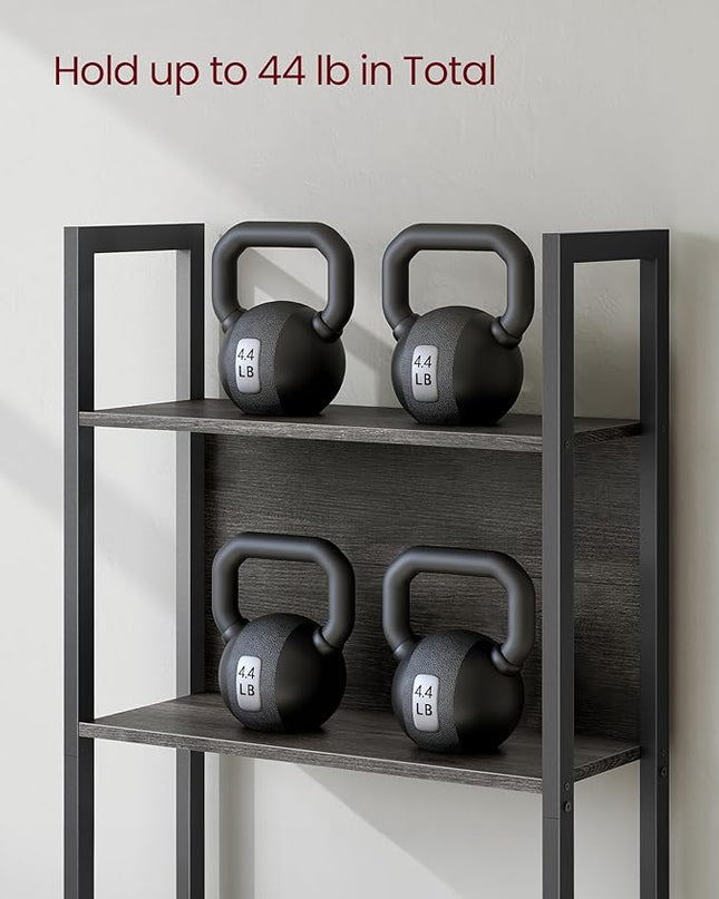 VASAGLE 5-Tier Bookshelf, Book Shelf, Industrial Bookcase, with Steel Frame, for Living Room, Home Office, Bedroom, 9.4 x 24.4 x 65 Inches, Charcoal Gray and Black ULLS025B04 - LeafyLoom
