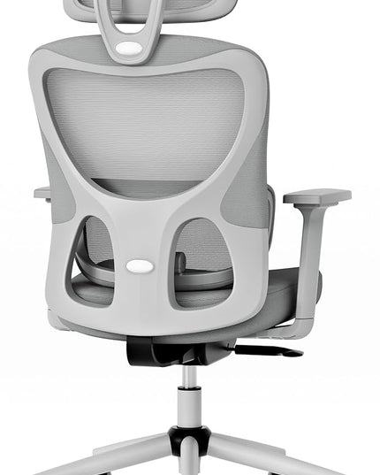 GABRYLLY Office Chair, Ergonomic Desk Chair with Adjustable Lumbar Support, 3D Armrest, Headrest, 4-Level Tilt Back, Home Mesh Chair with Wide Cushion Seat & PU Wheels for Adult Student - LeafyLoom