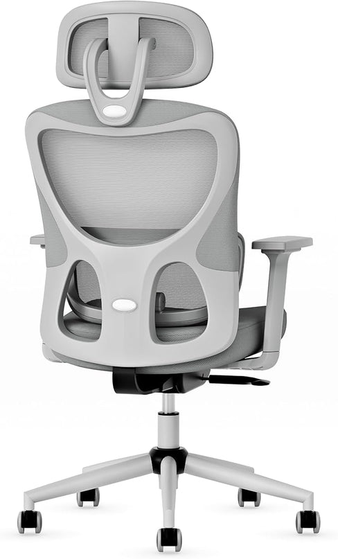 GABRYLLY Office Chair, Ergonomic Desk Chair with Adjustable Lumbar Support, 3D Armrest, Headrest, 4-Level Tilt Back, Home Mesh Chair with Wide Cushion Seat & PU Wheels for Adult Student - LeafyLoom