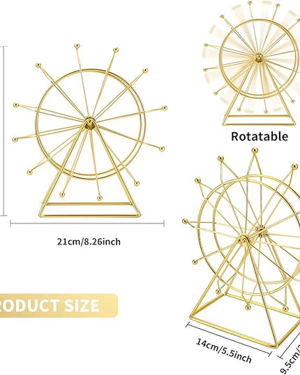 Gold Ferris Wheel Decorations for Office Bookshelf Decor, Home Decor Living Room Shelf- Spinning Ferris Wheel for Gift Birthday Thanksgiving Valentine's Day - LeafyLoom