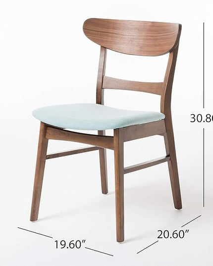Christopher Knight Home Idalia Curved Leg Rectangular Dining Set, 5-Pcs Set, Natural Walnut / Mint - LeafyLoom