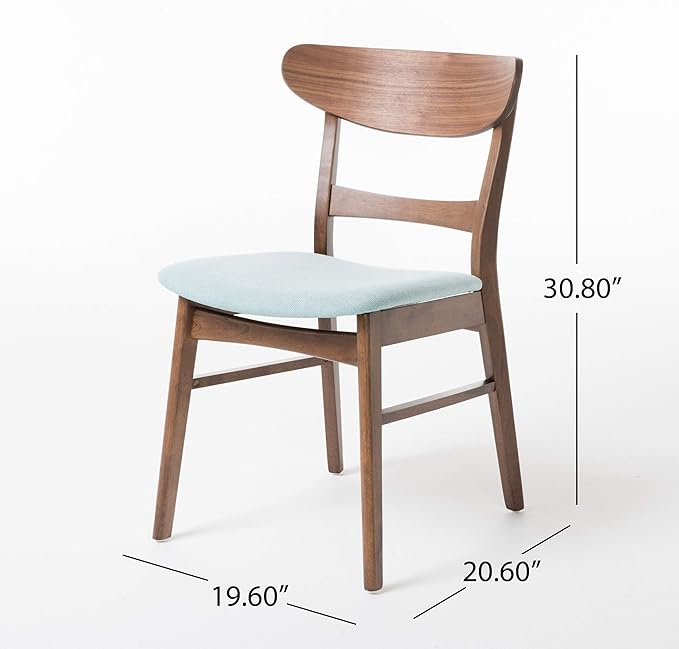 Christopher Knight Home Idalia Curved Leg Rectangular Dining Set, 5-Pcs Set, Natural Walnut / Mint - LeafyLoom