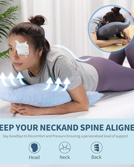 Face Down Pillow for Sleeping, Prone Pillow for Vitrectomy or Retinal Surgery, Adjustable Height Prone Prone Pillow Face Down Sleep, Retina Lying Pillow Eye Surgery Recovery (Dot-Light blue) - LeafyLoom