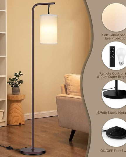 Floor Lamp for Living Room, 9W LED Bulb, Remote Custom Color Temperature & Brightness, Standing Lamps for Bedroom Office Kid Room, Browm - LeafyLoom