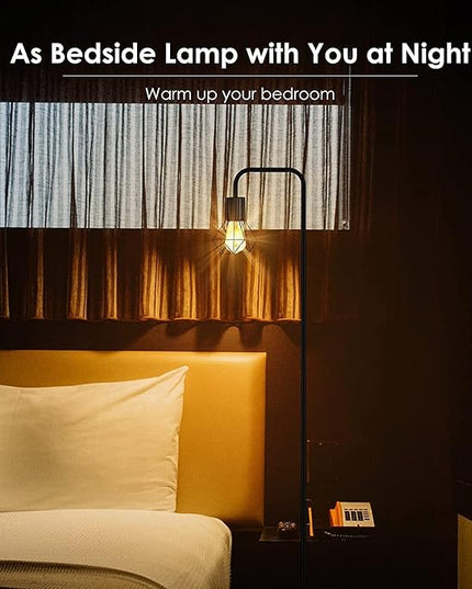 BoostArea Industrial Floor Lamp, Diamond Shape Design, 6W LED Bulb, E26 Socket, On/Off Footswitch, Premium Quality, Safe, Easy Assembly, Modern Style, Black - LeafyLoom