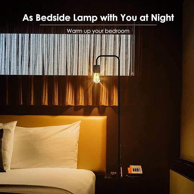 BoostArea Industrial Floor Lamp, Diamond Shape Design, 6W LED Bulb, E26 Socket, On/Off Footswitch, Premium Quality, Safe, Easy Assembly, Modern Style, Black - LeafyLoom