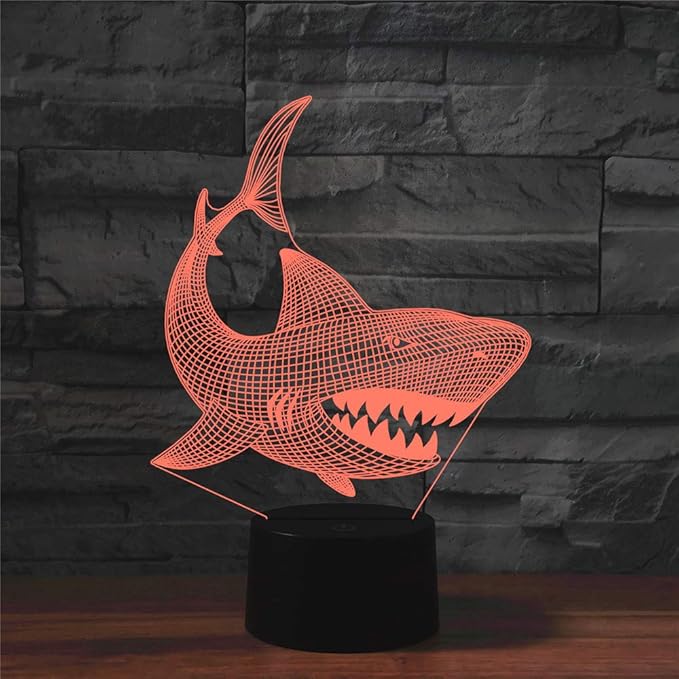 Night Light for Kids 3D Shark Led Lamp with Remote Control 16 Color Changing Xmas Birthday Gift for Child - LeafyLoom