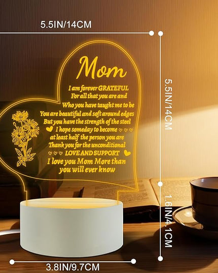 Lovely Mother-Best Mom Birthday Gifts from Daughter Son，Mom Night Light，Room Decoration Mom's (1 Pack) - LeafyLoom