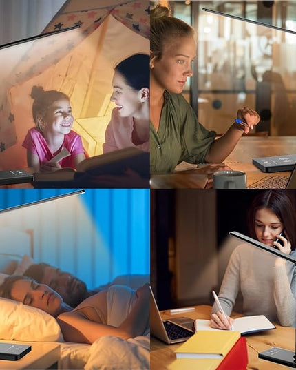 Ambertronix LED Desk Lamp with USB Charging Port, Dimmable Eye-Caring Reading Desk Light for Home, with 5 Brightness Level & 3 Lighting Modes, Touch Control, Auto Timer (Black) - LeafyLoom