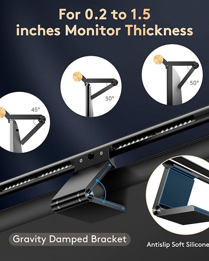 Monitor Light Bar with RGB Backlight, Flat/Curved Screen Bar Reduce Eye Strain Monitor Lamp USB Powered Led Desk Lamp 17.7 inch with Dimming Memory for Desktop Space Saving and Gaming Home Office - LeafyLoom