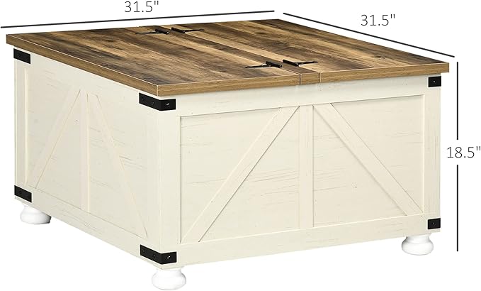 NicBex Coffee Table Wooden Coffee Table with Storage Square Center Tables with Open Top and Inner Compartment Dining Table for Living Room, Dining Room, Office, and Bedroom,31.5" W, Antique White - LeafyLoom