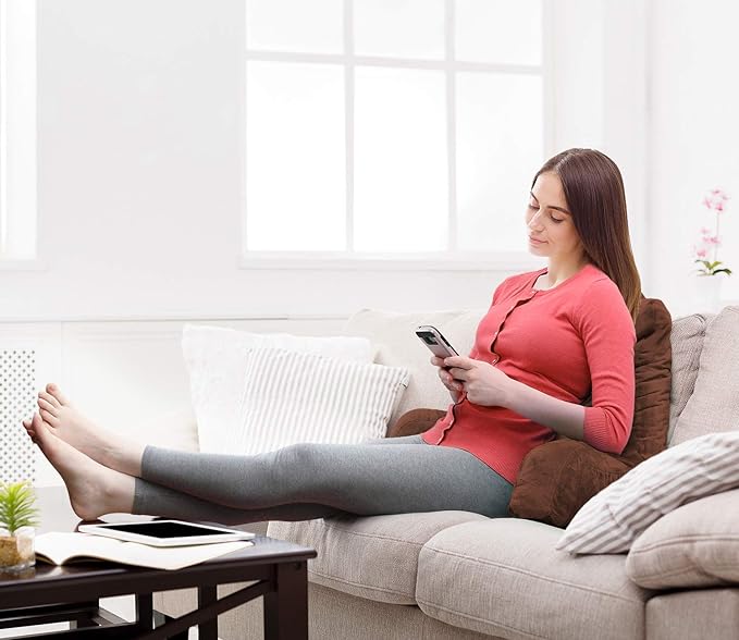 Clara Clark Reading Pillow, Standard Back Pillow for Sitting Up in Bed, Memory Foam Back Support Pillow, Reading Pillows for Sitting in Bed, Chocolate Brown Sit Up Pillow, Arm Pillow with Pockets - LeafyLoom