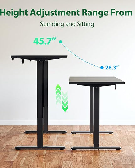 Electric Standing Desk, Large 63 x 24 Inches Height Adjustable Desk, Sit Stand up Desk for Work Office Home, Splice Board, Black - LeafyLoom