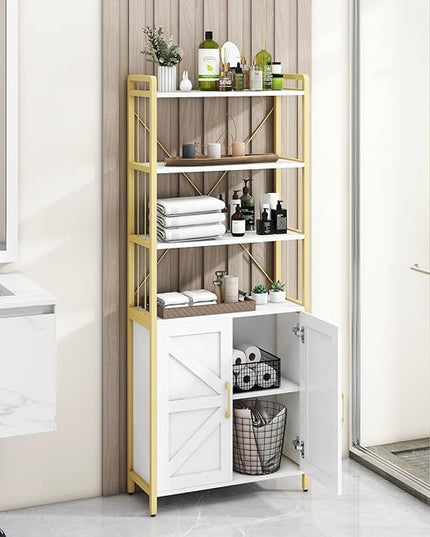 Bookshelf and Bookcases with Doors White 6 Shelf Display Storage Shelves Tall Bookshelf Versatile Storage Cabinet Home Decor Furniture Organizer for Home Office, Study, Living Room - LeafyLoom