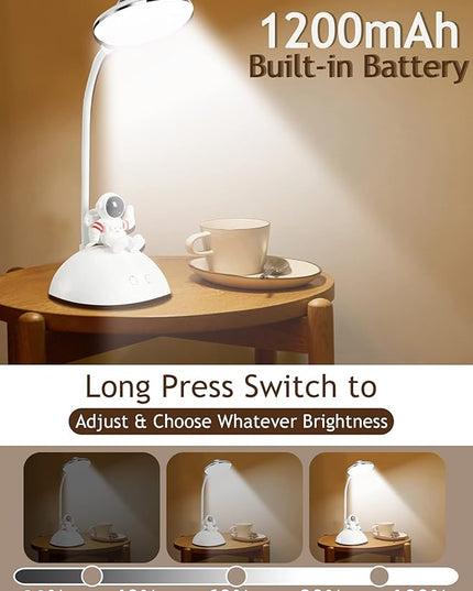 LED Desk Lamp for Kids, Star Projector Galaxy Night Light, Astronaut Cute Small Desk Lamps with USB Charging Port, Eye-Caring Study Table Lamp for Boys Bedroom, Gifts for Christmas, Birthdays - LeafyLoom
