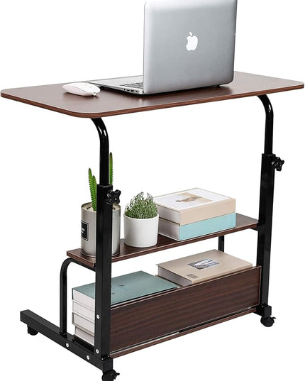Portable Computer Desk Adjustable Home Office Desk Bedside Universal Movable Table Small Spaces Furniture Storage Convenient Desk Home Office Living Room Sofa Desk Size 15.7 * 31.5 Inch,Pure Brown - LeafyLoom