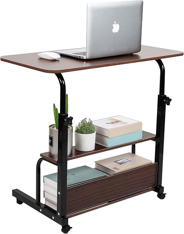 Portable Computer Desk Adjustable Home Office Desk Bedside Universal Movable Table Small Spaces Furniture Storage Convenient Desk Home Office Living Room Sofa Desk Size 15.7 * 31.5 Inch,Pure Brown - LeafyLoom