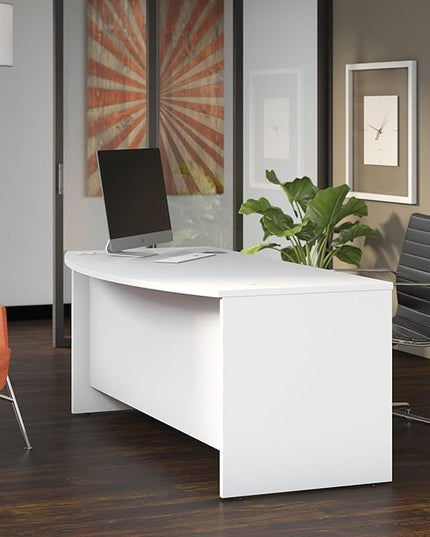 Bush Business Furniture Studio C Bow Front Desk, Computer Table for Home or Professional Office, 72W x 36D, White - LeafyLoom