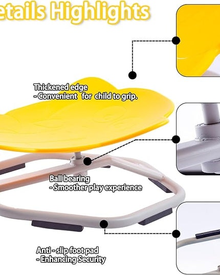 Autism Kids Swivel Chair, Spinning Chair for Kids Sensory, Kids Swivel Chair Sensory, Sensory Toy Chair, Carousel Spin Sensory Chair, Training Body Coordination (Yellow) - LeafyLoom