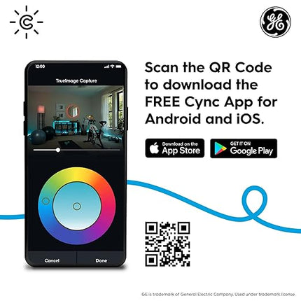 GE CYNC Smart Light Switch On-Off Button Style, Neutral Wire Required, Bluetooth and 2.4 GHz Wi-Fi 4-Wire Switch, Compatible with Alexa and Google Home (3 Pack), White CYNCSmartHome