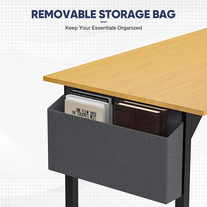 STATESVILLE 32 inch Small Computer Desk Writing Study Work Office Table Modern Simple with Storage Bag and Hook for Home Bedroom, Natural - LeafyLoom