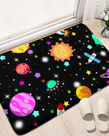 Space Rug - Space Rug for Boys Room Solar System Rug Planet Carpet for Kids Outer Space Area Rug Bedroom Boys Kids Rugs for Playroom Galaxy Rugs for Boys Bedroom,Black,2'×3' - LeafyLoom
