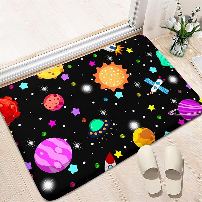 Space Rug - Space Rug for Boys Room Solar System Rug Planet Carpet for Kids Outer Space Area Rug Bedroom Boys Kids Rugs for Playroom Galaxy Rugs for Boys Bedroom,Black,2'×3' - LeafyLoom